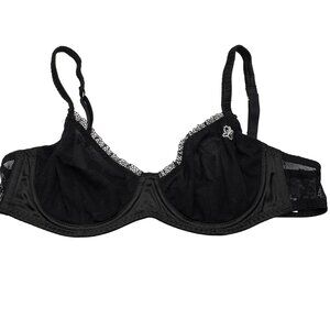 Intimissimi Black Lace Mesh Bra 36C Adjustable Straps Underwire